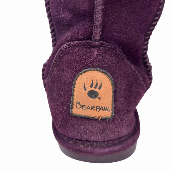 BEARPAW PURPLE SUEDE SHEEPSKIN WOOL MID CALF BOOTS - 7 SHEARLING - Picture 6 of 14